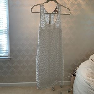 White lace racer back dress with slip